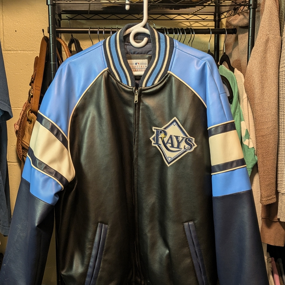 Genuine Merchandise Black and Light Blue Varsity Jacket